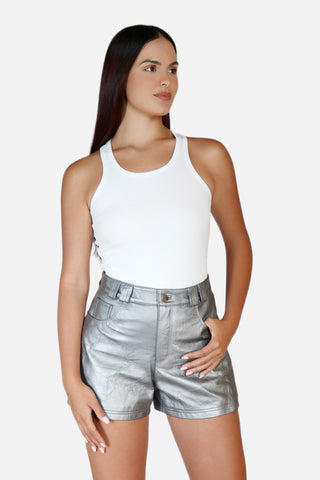 Five Pocket Mini Leather Shorts