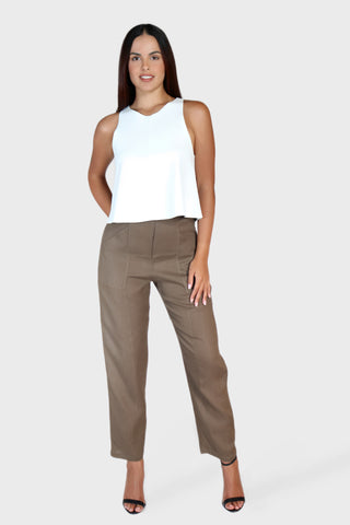 Ultra High Rise Tapered Linen Pants