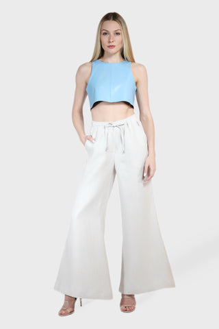 Wide Leg Drawstring Linen Pants
